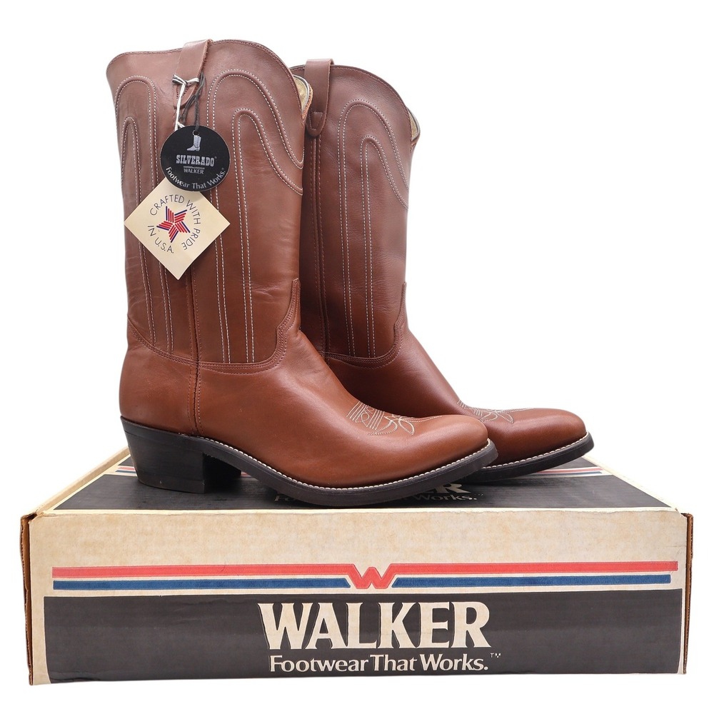 Walker Silverado Vintage Cowboy Boots Mens 11 Brown Leather NWT